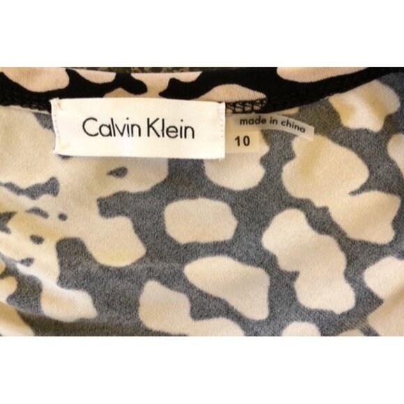 Calvin Klein Womens Black & White Animal Print Dress Size 10 Polyester - Picture 4 of 9
